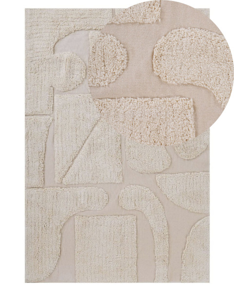 Dywan bawełniany abstrakcyjny wzór 140x200 cm beż