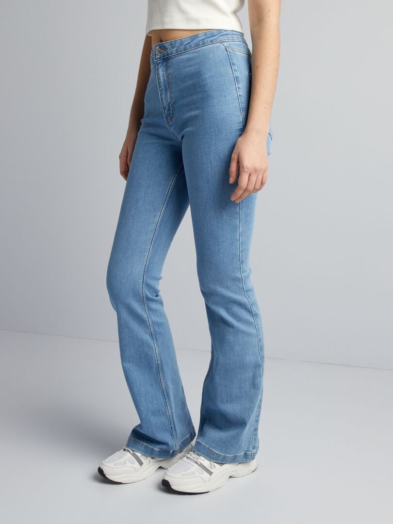 Jeansy z wysokim stanem i rozszerzanymi nogawkami typu bootcut - NIEBIESKIE