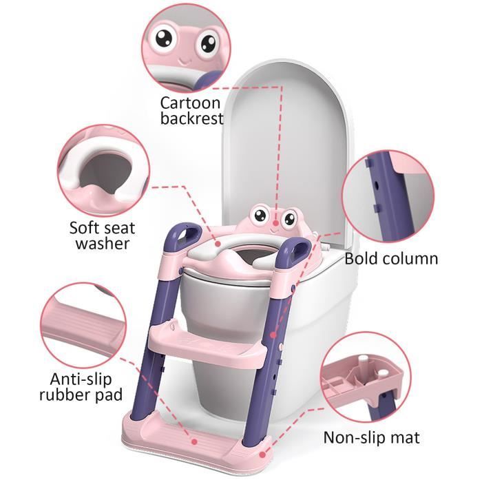 SINBIDE® Réducteur de WC bébé enfant Siège de toilette avec échelle Chaise Step Pot éducatif Rose
