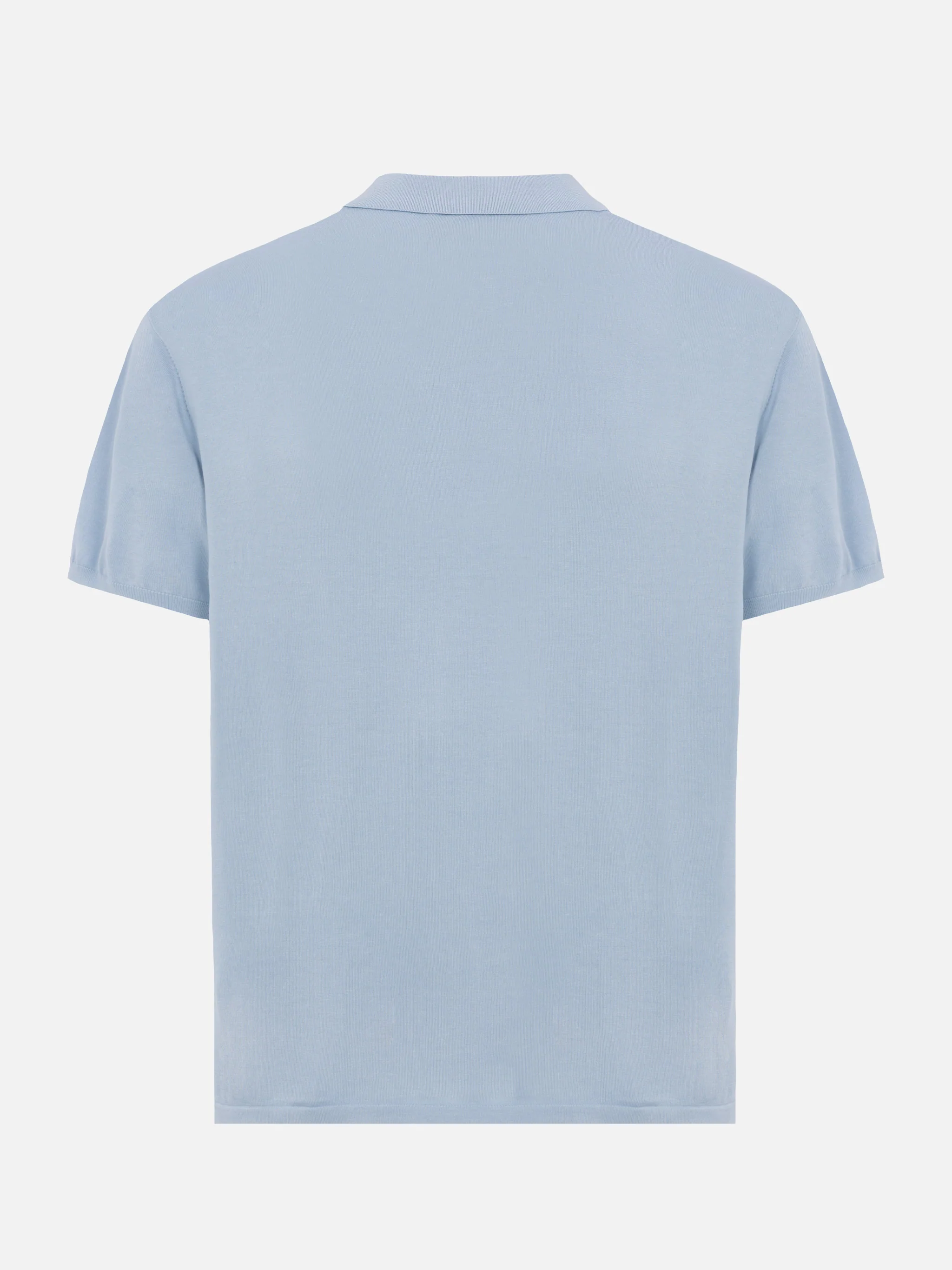 Sloan poloshirt in lichtblauwe gebreide zijde en katoen