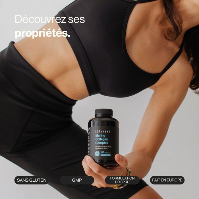Complesso di collagene marino con acido ialuronico, CoQ10, vitamine C ed E e zinco - 180 capsule