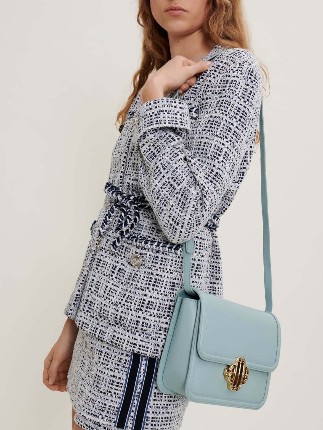 Tweedjasje met riem - Blauw