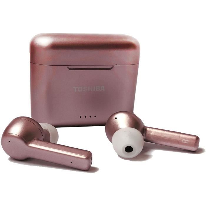TOSHIBA RZE-BT750EPN - True Wireless In-Ear Bluetooth Headphones - Auto-pairing - Charging Case (Qi) - Rose Gold