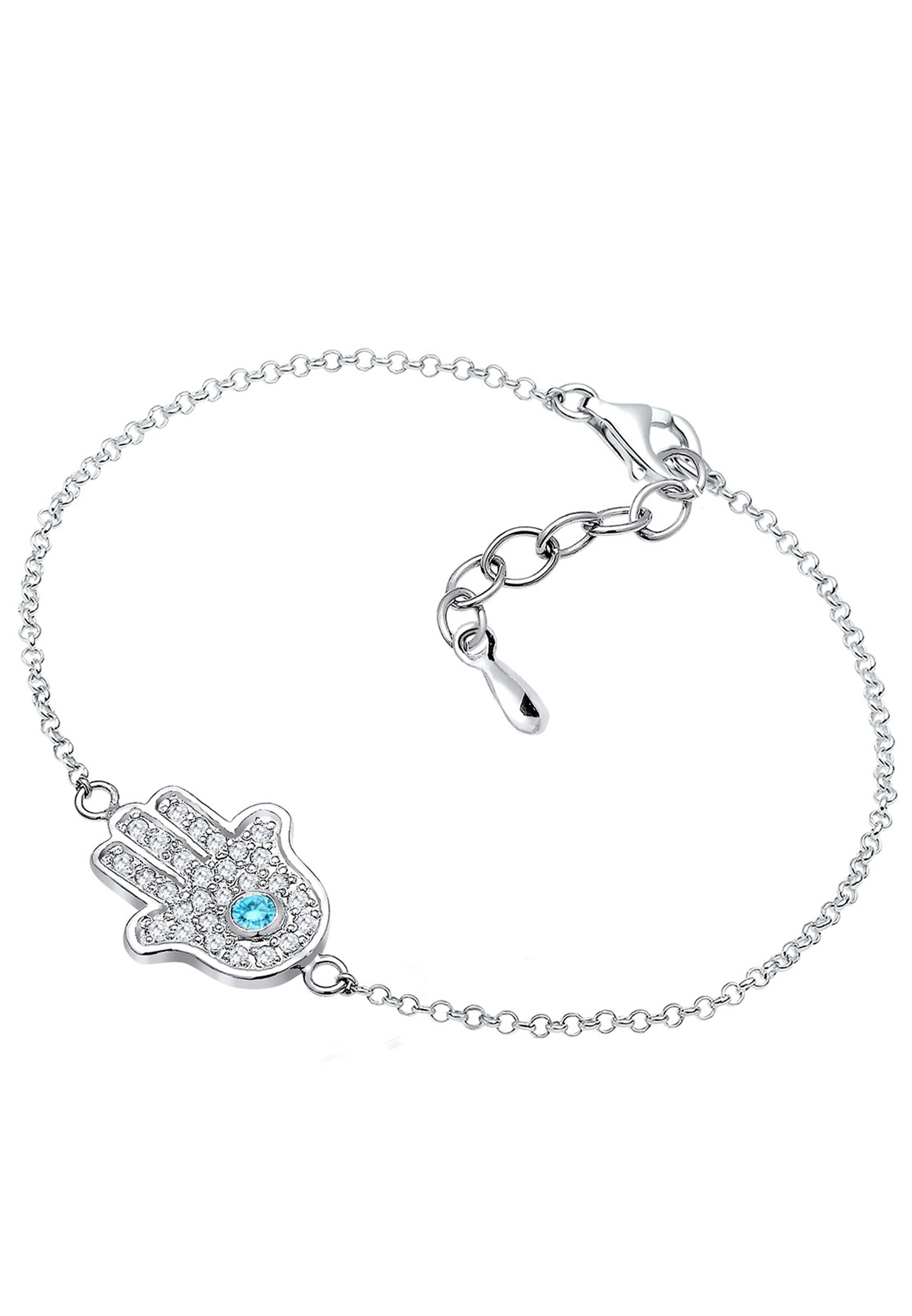 Elli Femmes Hamsa main avec zircon en argent sterling 925