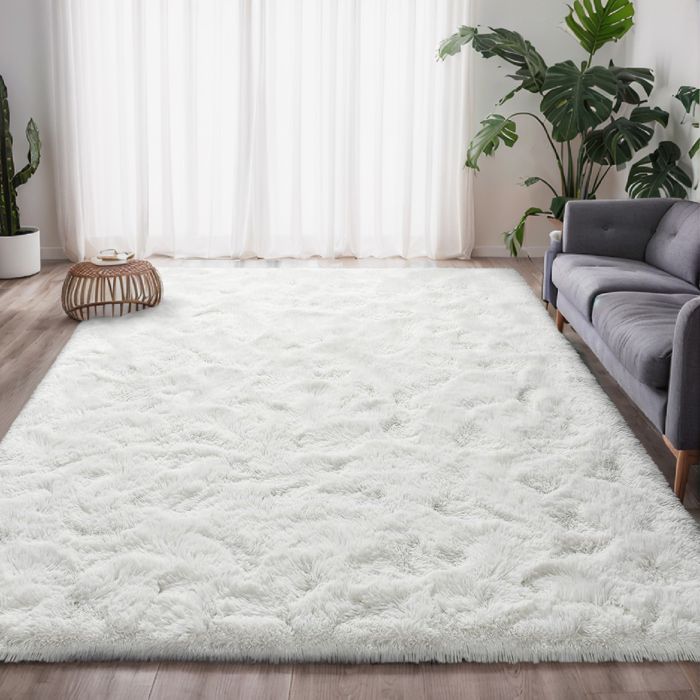 Tapis Salon , Frixovel Tapis Chambre 120x160CM , Dessous Antidérapant , Doux Moelleux , Blanc