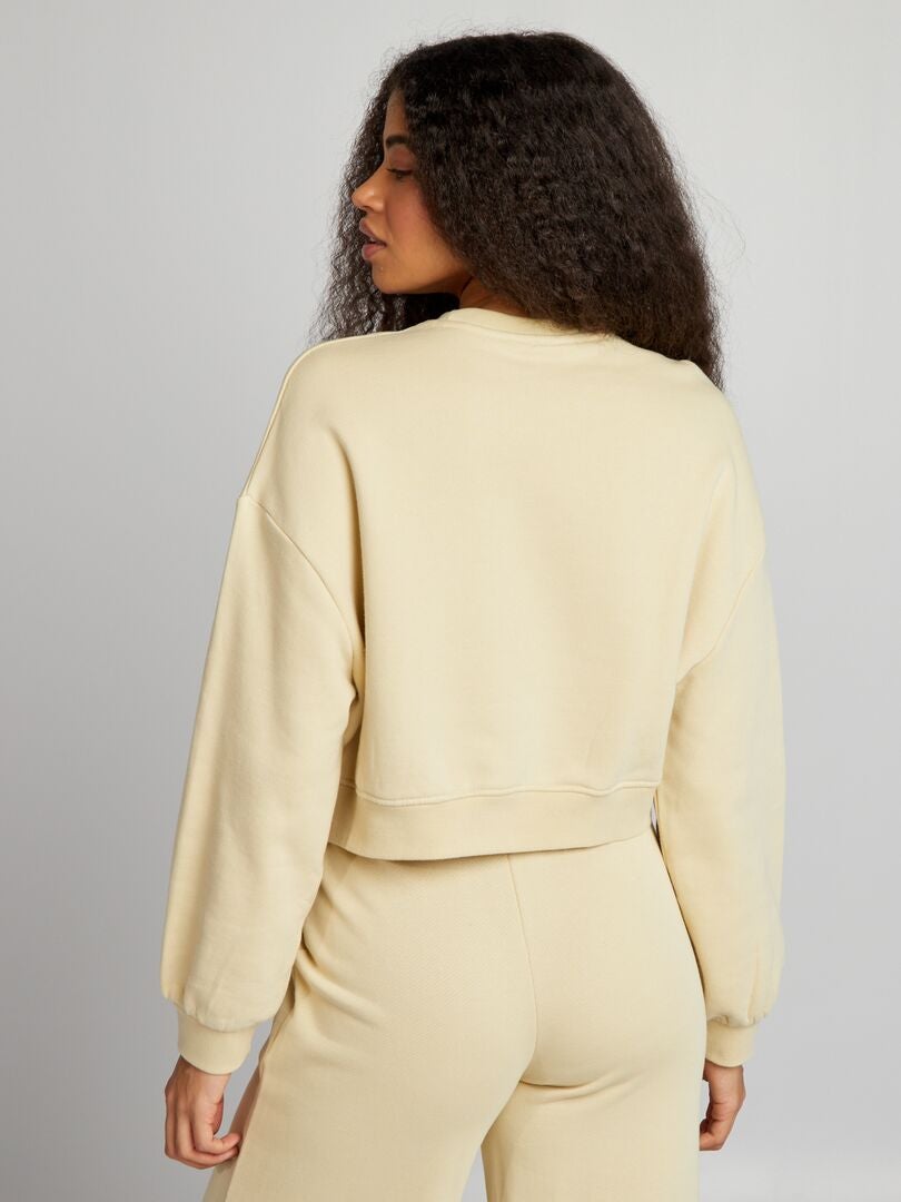 Sudadera con detalle de cuello redondo - BEIGE
