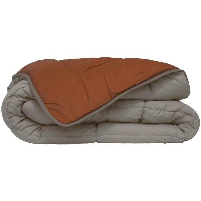 CALGARY - Edredom de Microfibra Quente 400g/m² - Cinza Pebble e Marrom Gengibre - 140 x 200 cm