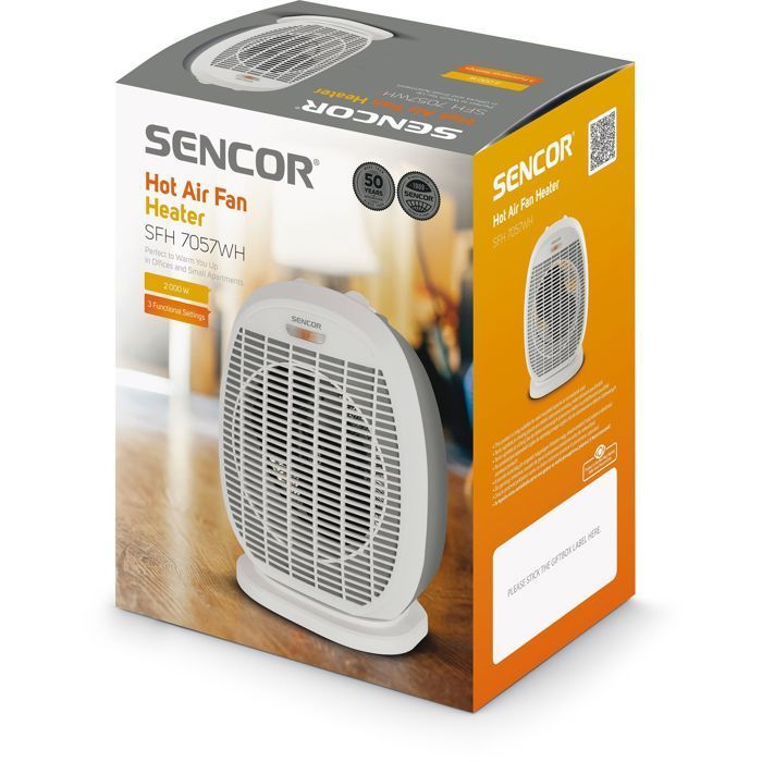 Radiateur à air chaud - SENCOR - SFH 7057WH - 2000 W - 2 niveaux de chauffage - Thermostat - Blanc