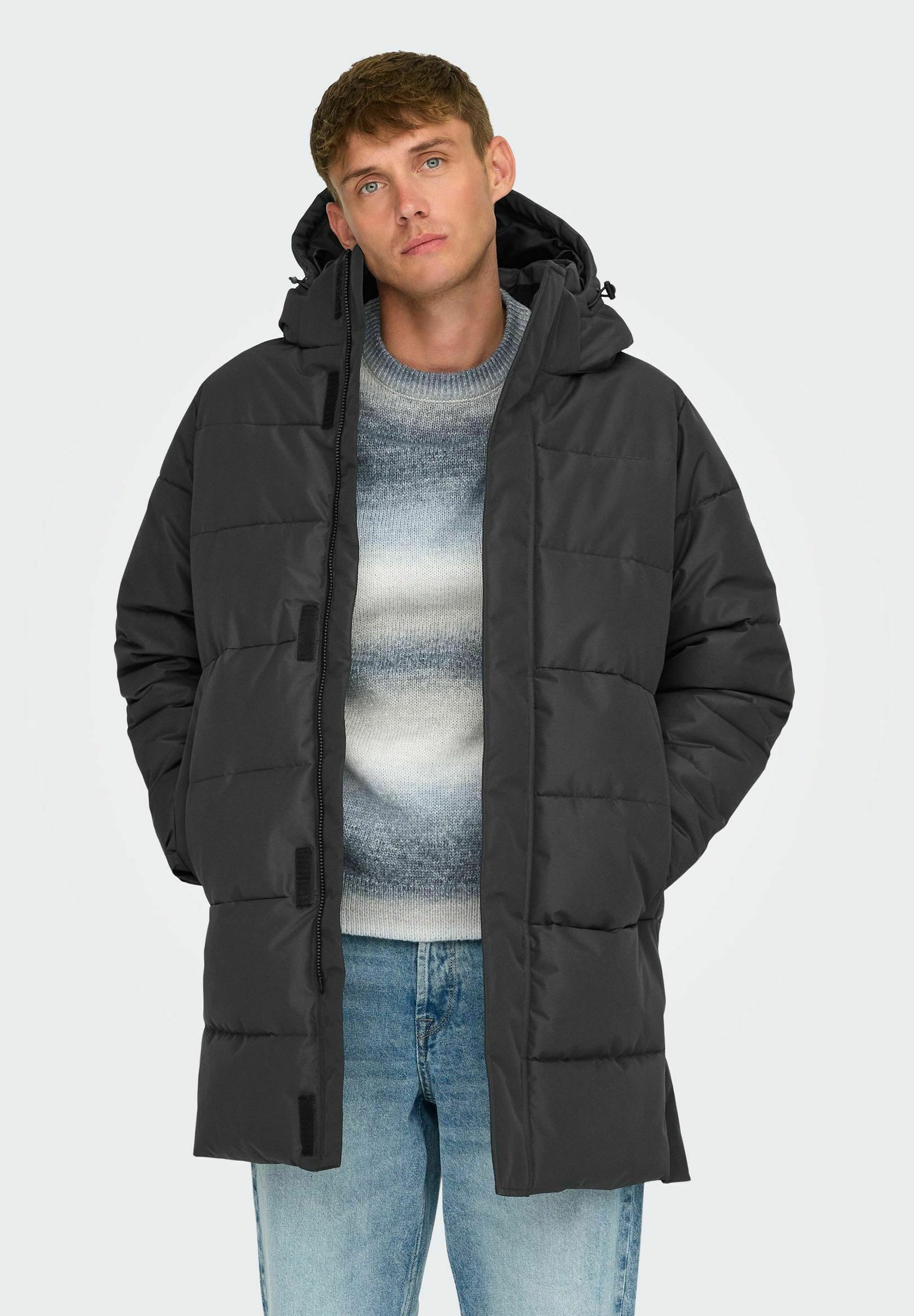 Only & Sons ONSCARL QUILTED OTW - Cappotto invernale - gessato grigio