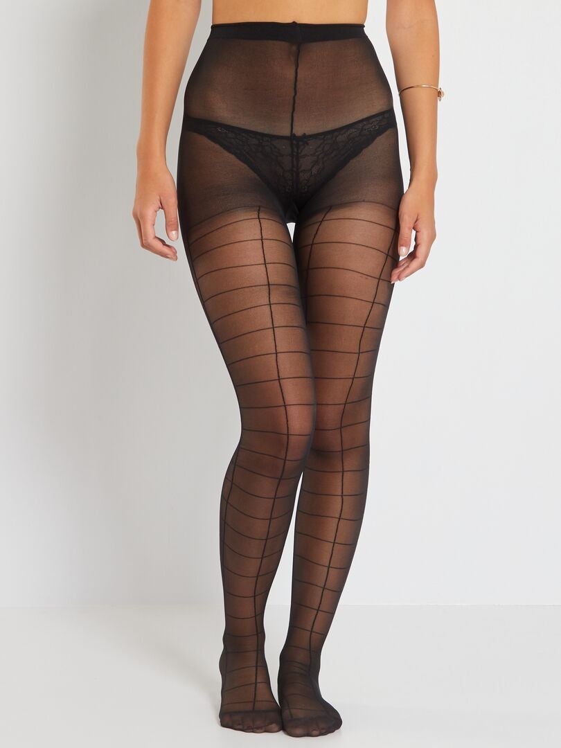 'DIM' geruite panty - zwart