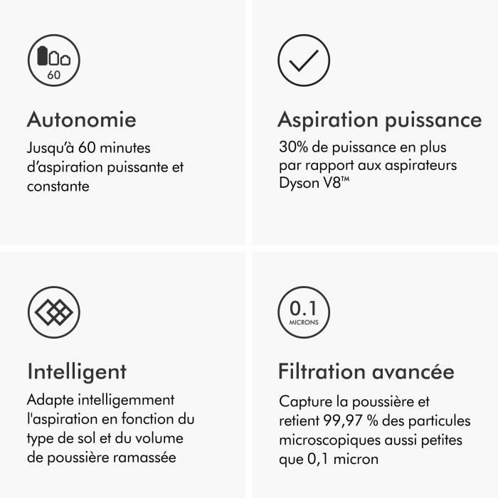 Aspiradora de mano inalámbrica DYSON V12 Origin - 545 W - 120 AW - 60 min - Gris
