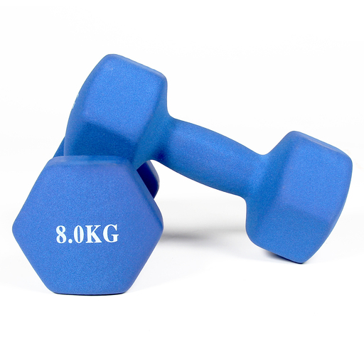  Neopreen gecoate dumbbells (set van 2) 8 kg Gladiatorfit