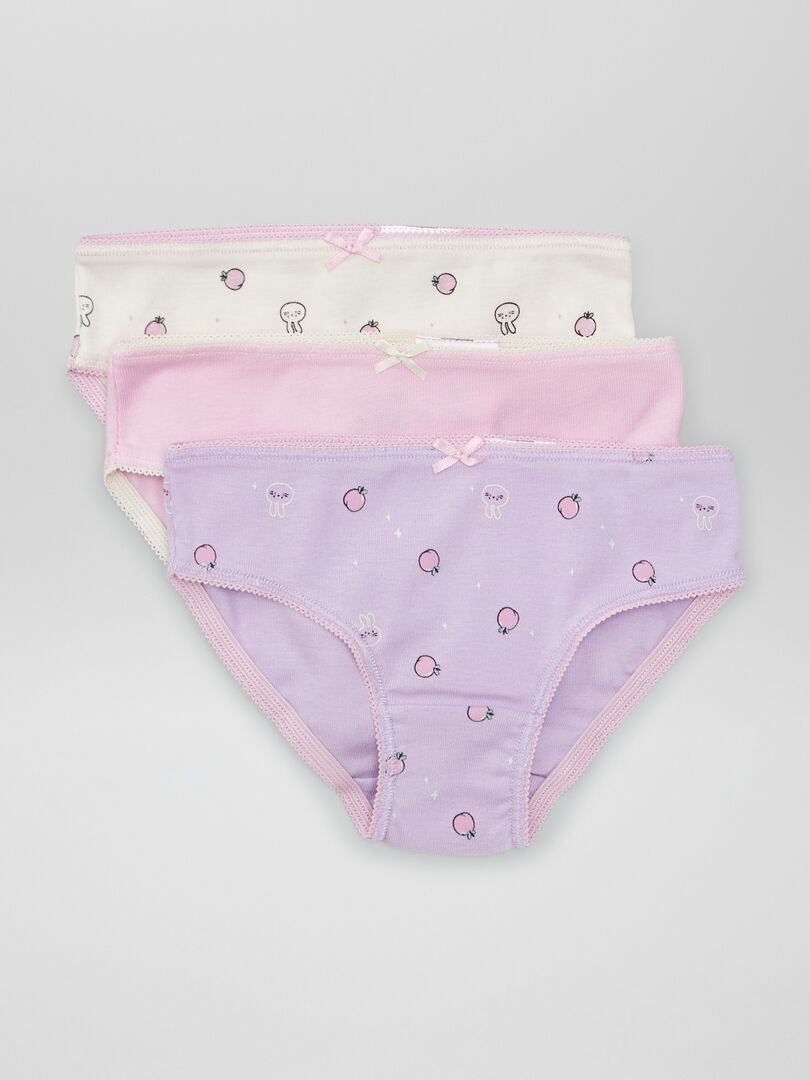 Set van 3 slips met patroon - PAARS
