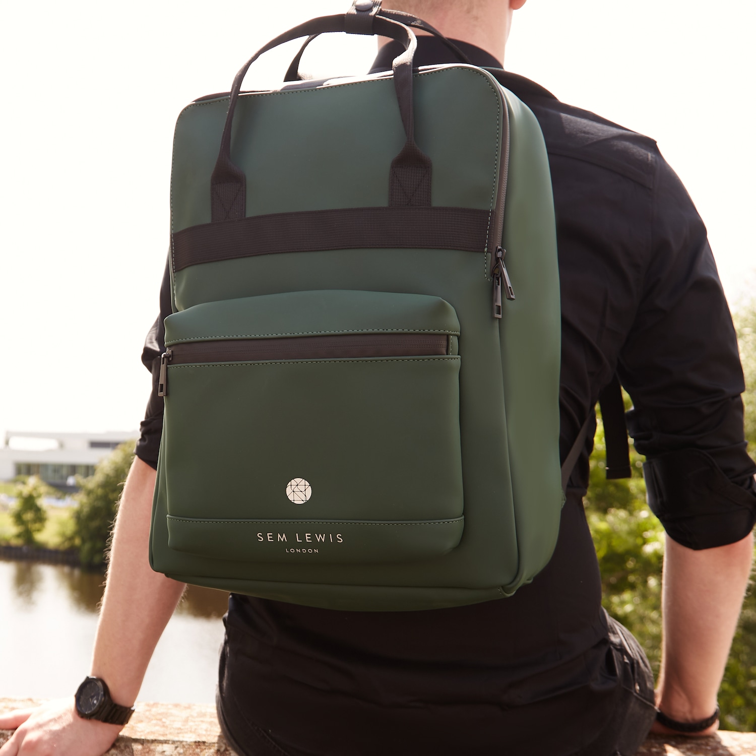 Sac à dos Sem Lewis Southern Hampstead pour homme, sac pour ordinateur portable/sac à dos en nylon - Vert - Vert