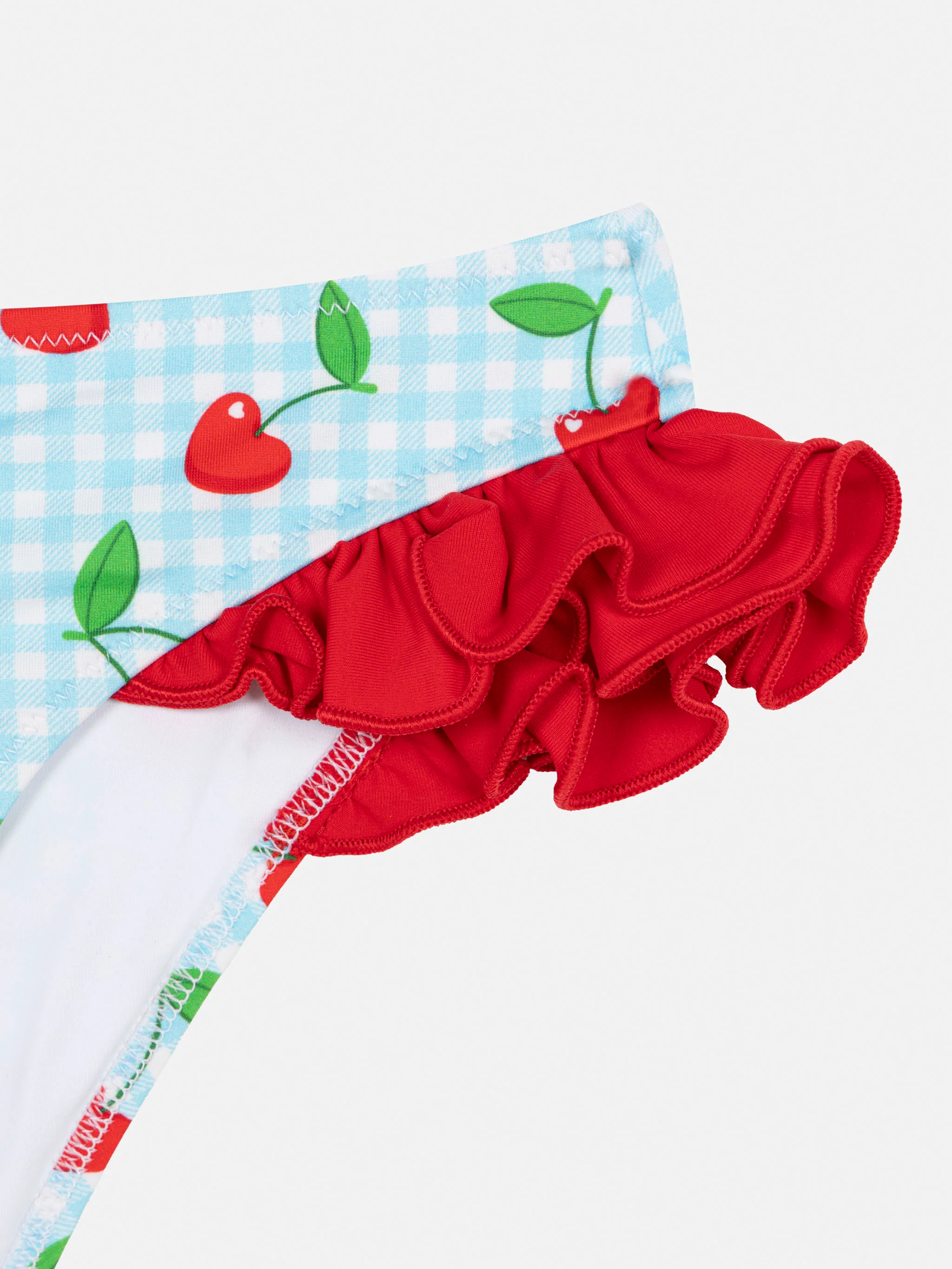 Slip de merrie Kelly met volant en stampa ciliegie en quadretto vichy