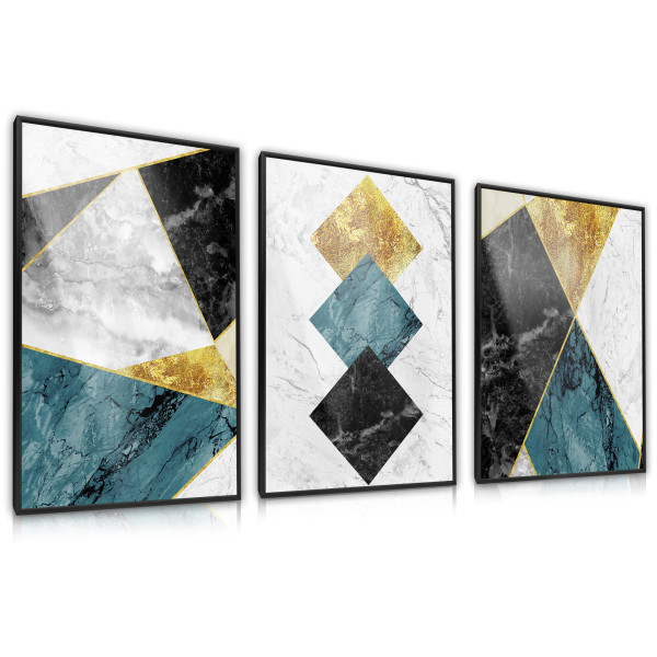 Zestaw 3x Plakat MARMUR Wzory Geometryczne 30x40cm