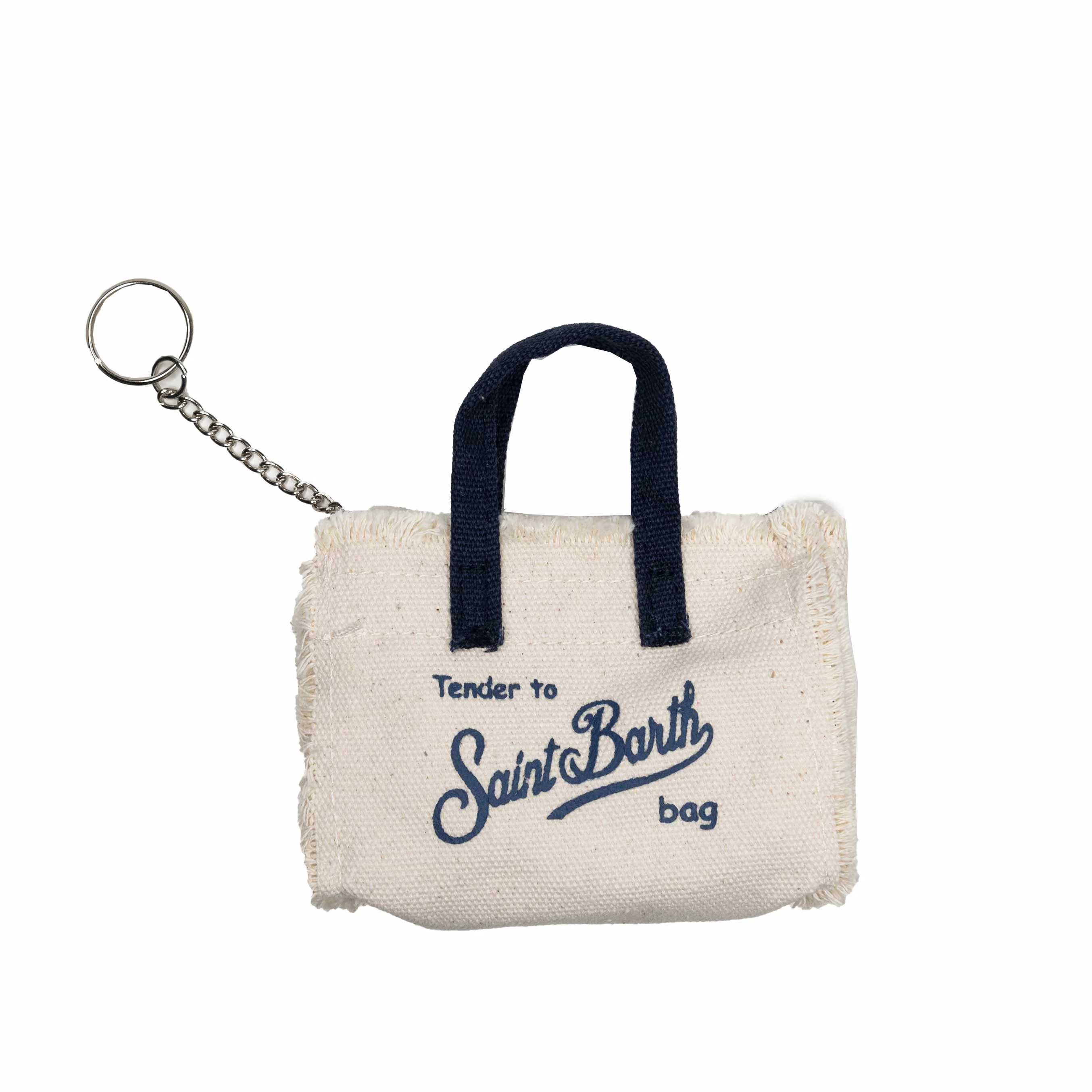 Beige canvas sleutelhanger