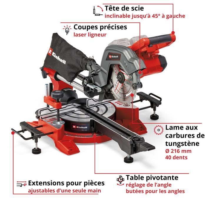 Einhell TE-SM 36/8 L Li-Solo PXC Cordless Sliding Compound Mitre Saw (36V, 210mm blade) Supplied without battery or charger
