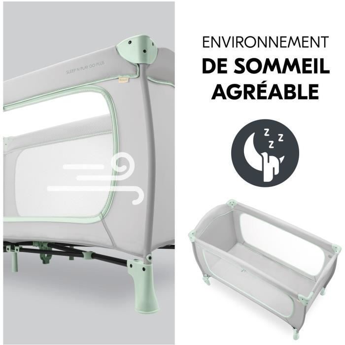 Cuna de viaje - HAUCK - SLEEP N PLAY GO PLUS - 60 x 120 cm - Desde el nacimiento - Plegable - Con ruedas - Color menta
