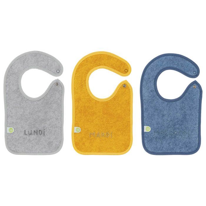 Set di 7 bavaglini giornalieri per neonati BABYCALIN - 17 x 29 cm
