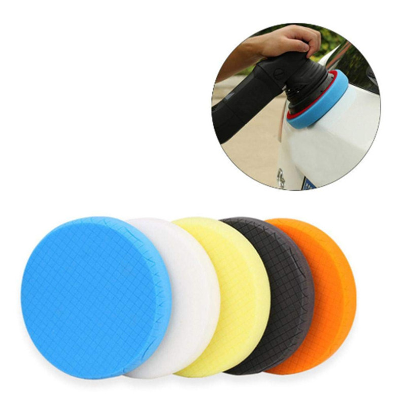 5-teiliges Set Autopolierpads, 15 cm (6 Zoll) Polierschwamm aus Netzgewebe, Wachsscheibe, Autopoliermaschine, Polierer, selbstklebende Schwammscheibe