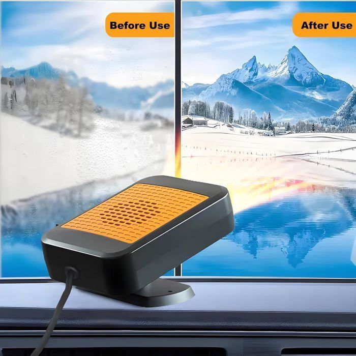 Calefactor portátil para coche de 12 V y 200 W. Desempañador de parabrisas giratorio de 360° con enchufe para encendedor de cigarrillos. Para SUV y autocaravanas.