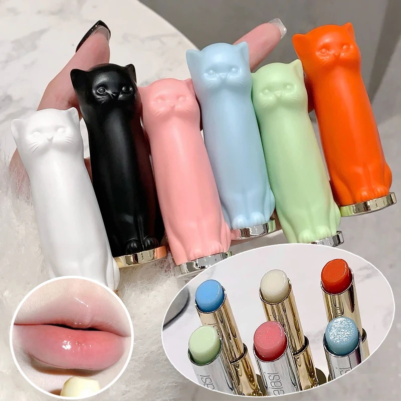 Baume à lèvres teinté pour chat, longue tenue, hydratant, non gras, prévient le dessèchement, brillant, masque, soin, rouge à lèvres, base de maquillage pour filles