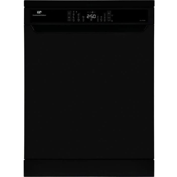 Continental Edison freestanding dishwasher - 15 place settings - 59.8 cm wide - Energy class D - Induction motor - 39 dB - Black