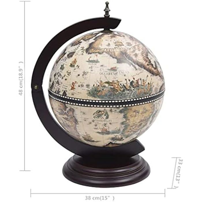 Wine rack - VIDAXL - Table globe - Solid wood - White and brown - 38x33x48 cm