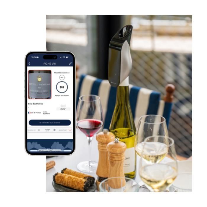 Aérateur de Vin - AVEINE - Instantané - Connecté - Bluetooth - Design élégant