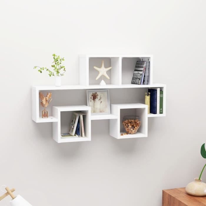 vidaXL Wandplank in de vorm van een auto, wit, 82x15x51 cm, bewerkt hout, 807250