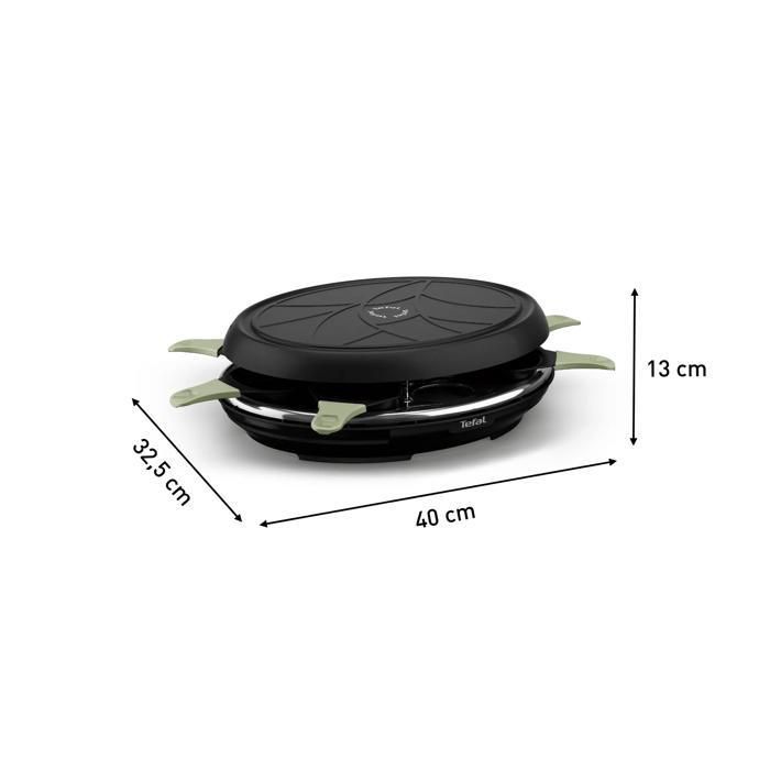 Parrilla para raclette Tefal, 8 personas, diseño ecológico, 2 funciones, revestimiento antiadherente, fabricada en Francia, RE31E810
