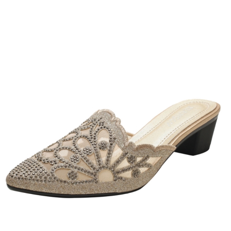 Chaussures plates pour femmes, mocassins à bout pointu, mules, pantoufles, chaussures décontractées à plateforme pour femmes, chaussures ajourées ornées de strass