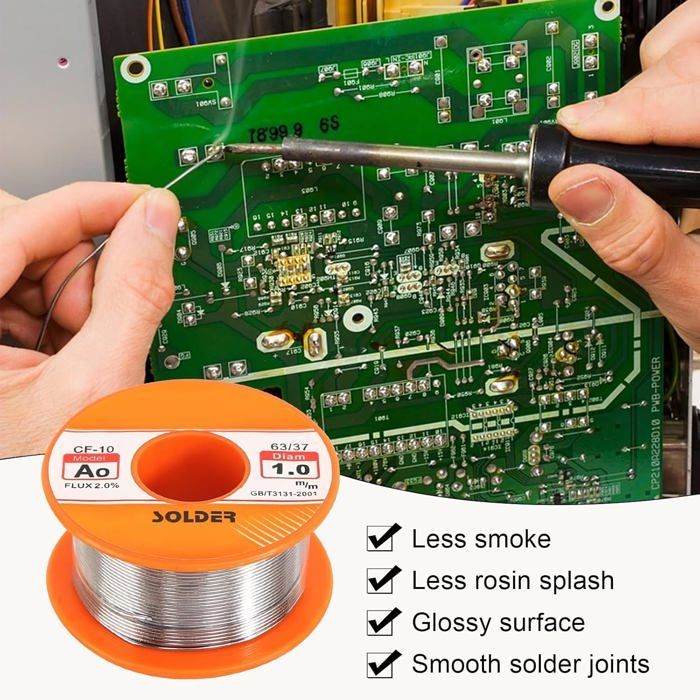 Fil de soudure à colophane - VIREX® - 4 pièces - 0,6/0,8/1 mm - 50g par rouleau - Flux intégré - Haute qualité