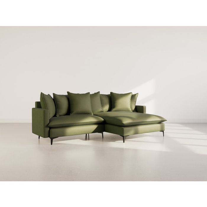 Madison - Canapé d'angle réversible 4 places en tissu texturé - Vert
