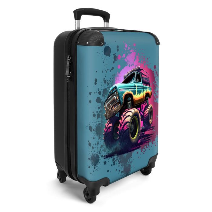 Valise Cabine - NoBoringSuitcases - Bagage à Main 55x35x20cm - Légère et Rigide - avec 4 roulettes - 36L - Camion monstre