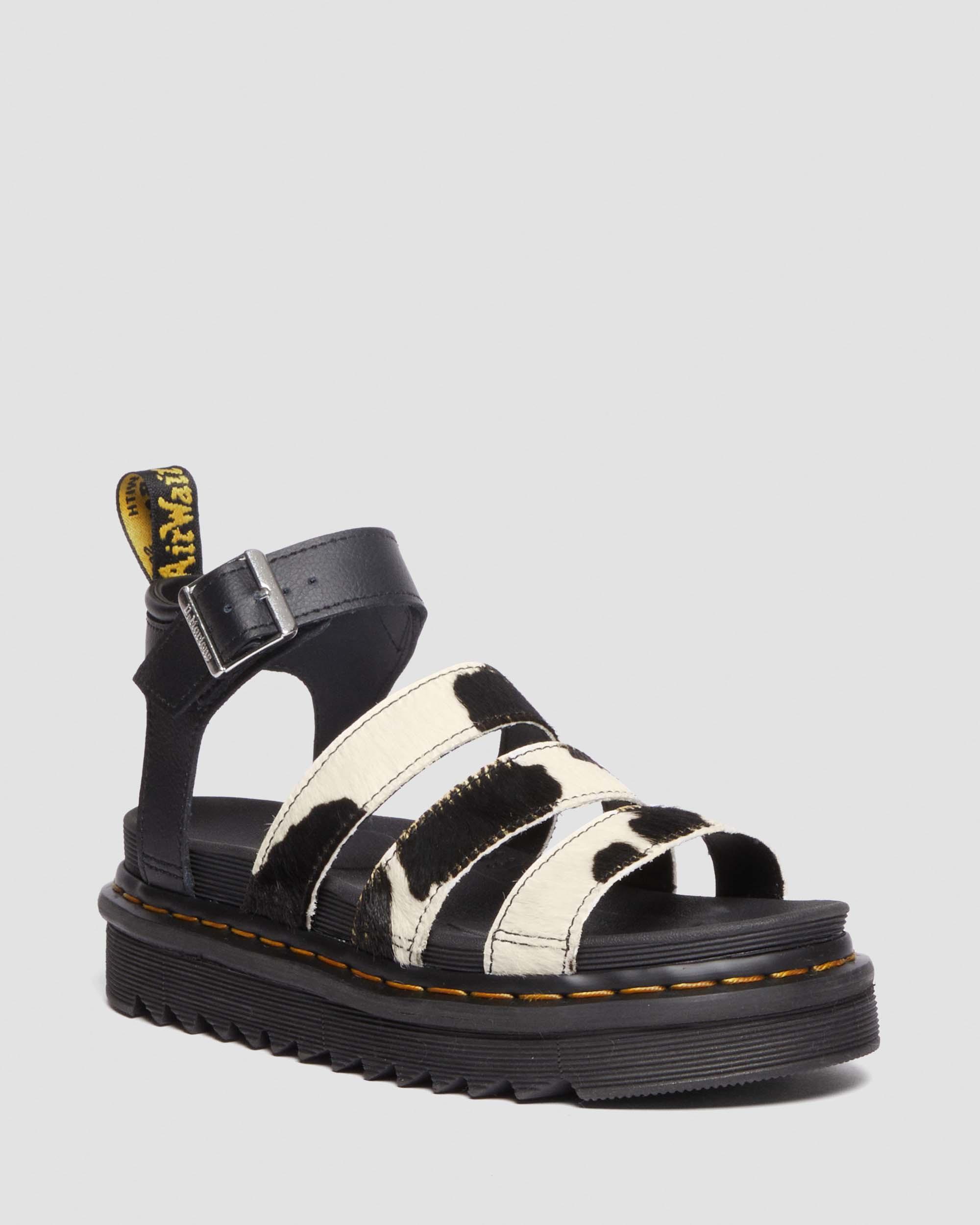 Blaire Hair-On Cow Print Riemen Sandale