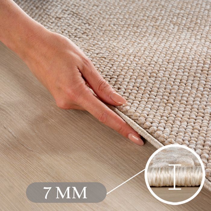 Carpetsale24 Tapis Rond 160 cm Beige Uni Bouclé Style Scandinave Moderne Grand Tapis pour Salon Salle à Manger Chambre