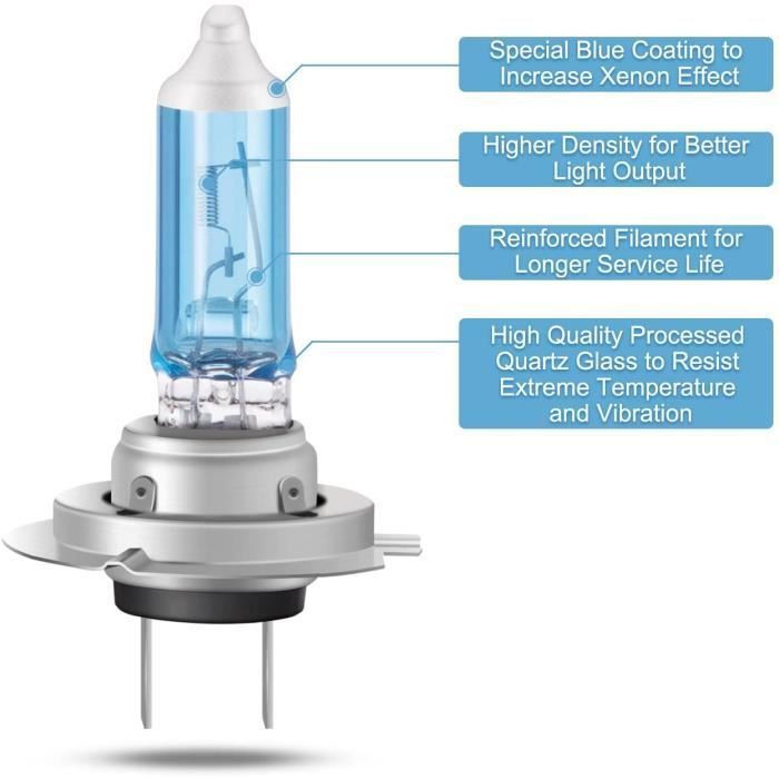 Bombillas para faros de coche - H7 - 55W - Blanco frío - Halógenas