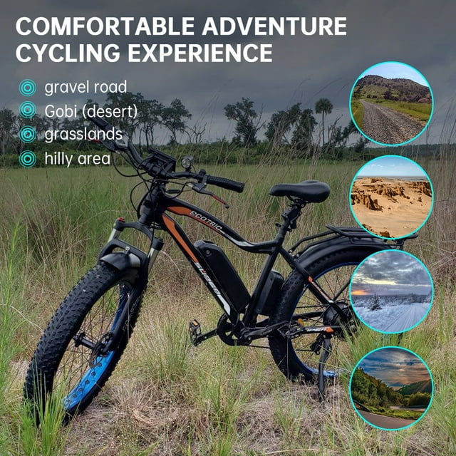 Ecotric 26 inch elektrische fatbike met krachtige 500 W motor, 36 V/12,5 Ah verwijderbare lithiumbatterij, geschikt voor strand, sneeuw, schokdemping en mountainbiken, voor volwassenen.
