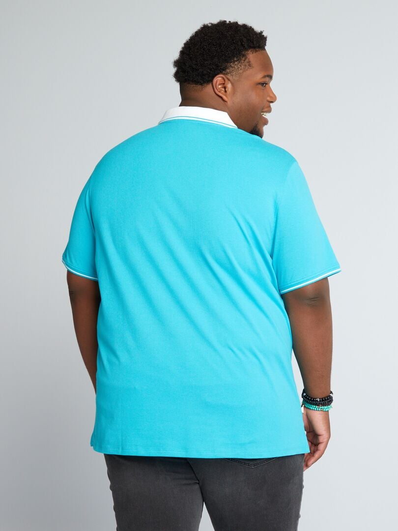 Poloshirt van stretchkatoenpiqué - turkoois