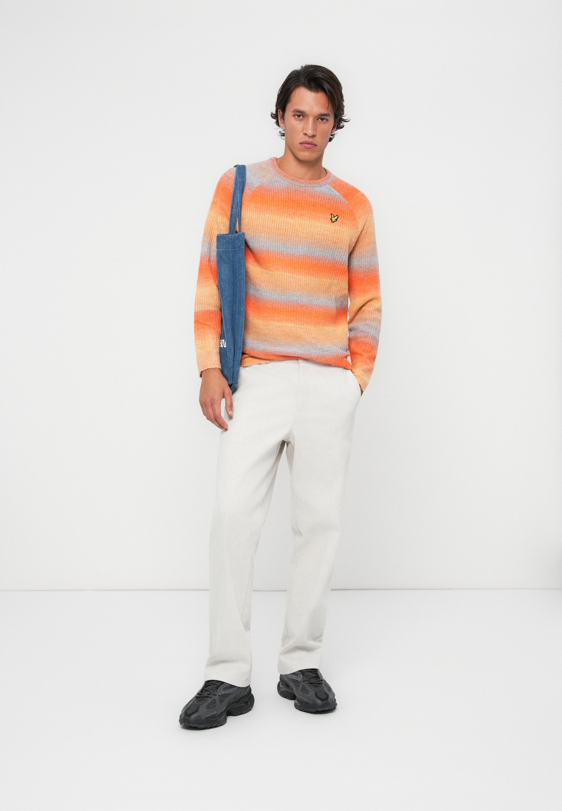 Lyle & Scott geribbelde ombre trui - Trui - ketchup/strobeblauw