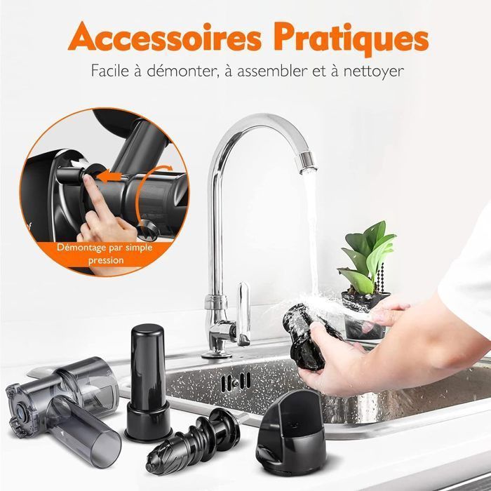 AMZCHEF BPA-Free Slow Juicer Cold Press Fruit and Vegetable Juicer, Black