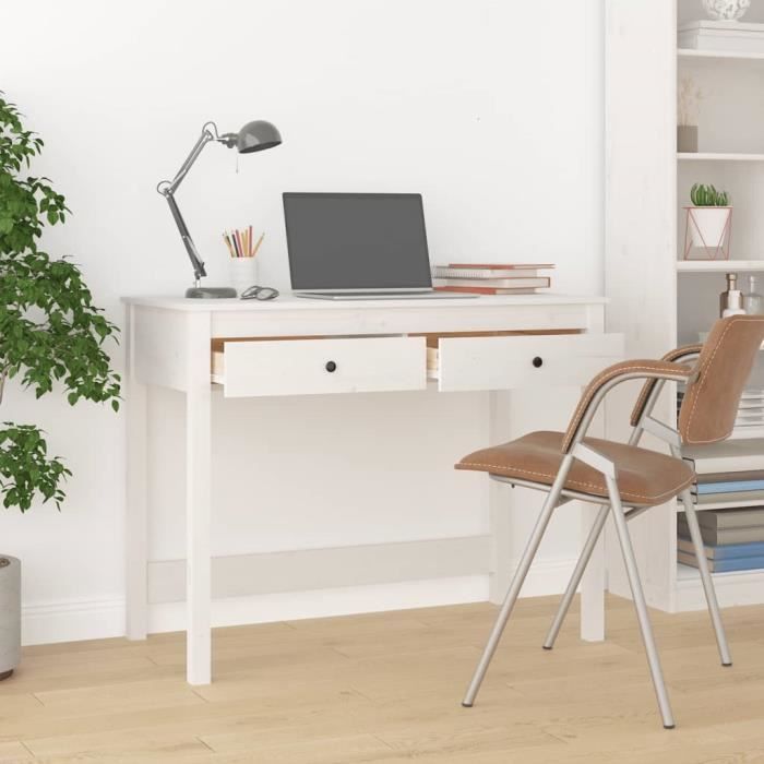 vidaXL Desk with Drawers, White, 100x50x78 cm, Solid Pine Wood, 824644