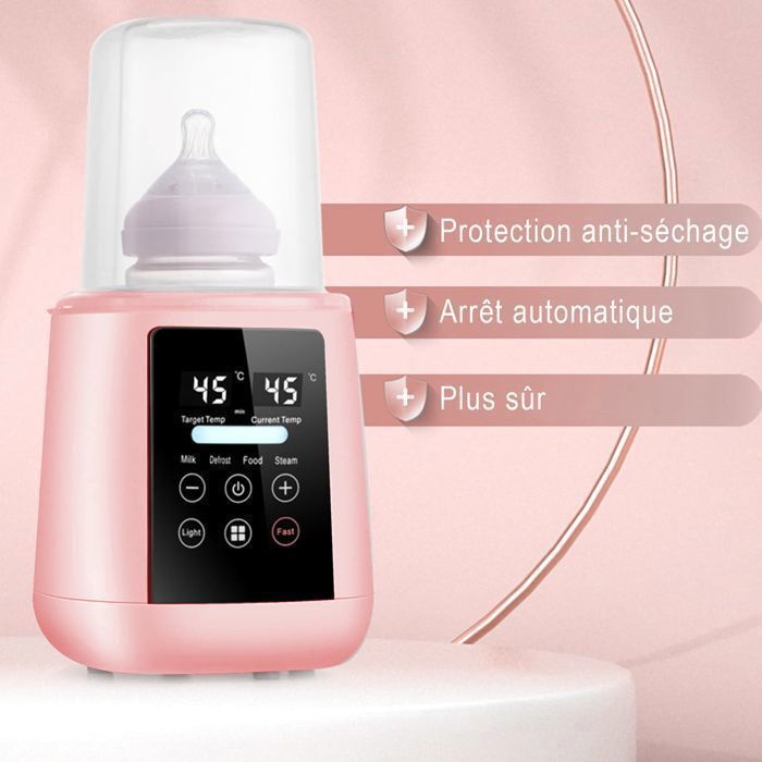 Calentador y esterilizador de biberones 6 en 1 con temporizador digital, control inteligente de temperatura y apagado automático.