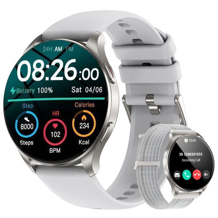 Blackview Smartwatch for Men and Women with Answer/Call/IP68/Sleep Tracker/Pedometer/Bluetooth 5.3 for Android iOS Xiaomi, Silver