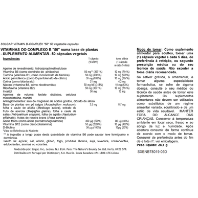 Solgar Vitamin B-komplexkapslar 50 kapslar