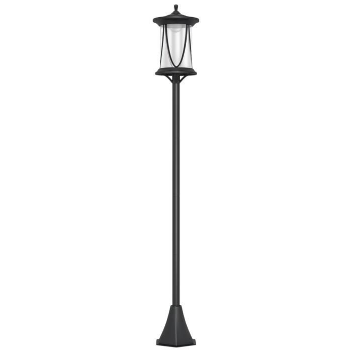 Lámpara de pie solar para exteriores, lámpara de jardín LED con interruptor de encendido/apagado, 17 x 17 x 127 cm, negra.