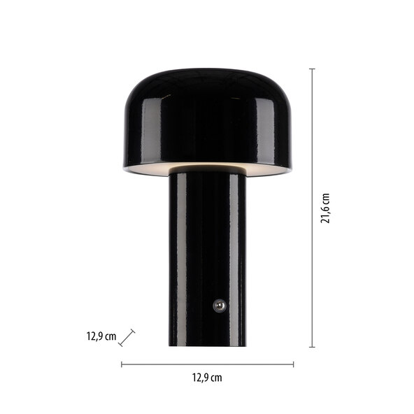 LED-Akku-Tischleuchte Cremini, 2er Set, schwarz