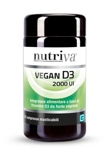 NUTRIVA Nutriva Vegan D3 2000 IU 60 žvečljivih tablet Dodatek vitamina D3